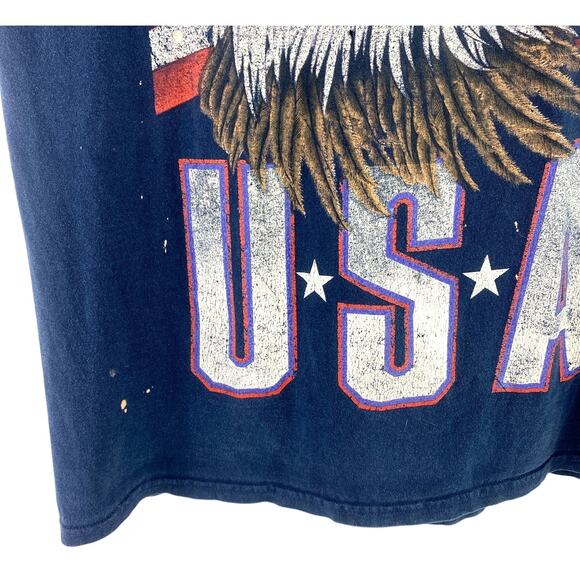 Vtg Fruit Of the Loom Mens Xl Eagle American Flag USA Patriotic T-Shirt Read - Picture 4 of 11